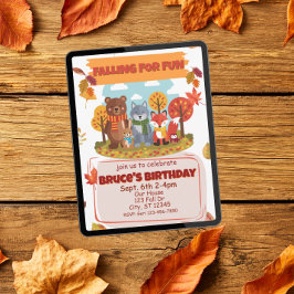 Falling for Fun, Woodland Animal Birthday  Kaart