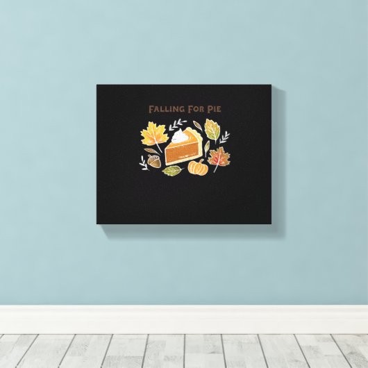Falling for Pie – Gezellig Herfst Pompoen Pie Desi Canvas Afdruk (Insitu (Houten vloer))
