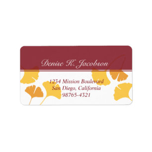 Falling ginkgo bladeren yellow maroon return addre etiket