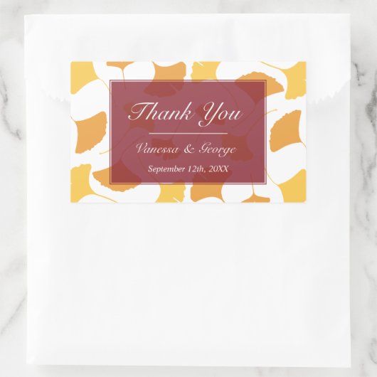 Falling ginkgo verlaat maroon bruiloft label (Tas)