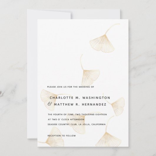 Falling Gold Ginkgo Leaves Fall Weddenschap Kaart (Voorkant)