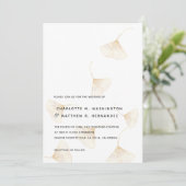 Falling Gold Ginkgo Leaves Fall Weddenschap Kaart (Staand voorkant)