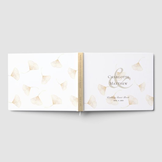 Falling Gold Ginkgo Leaves Fall Wedding Gastenboek (Volledig)