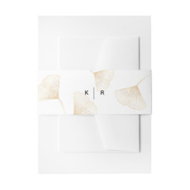 Falling Gold Ginkgo Leaves Weddenschap Belly Band Uitnodigingen Wikkel