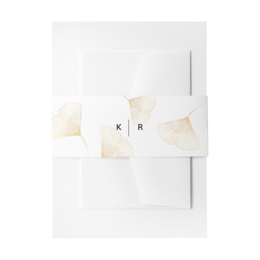 Falling Gold Ginkgo Leaves Weddenschap Belly Band Uitnodigingen Wikkel (Voorkant Voorbeeld)