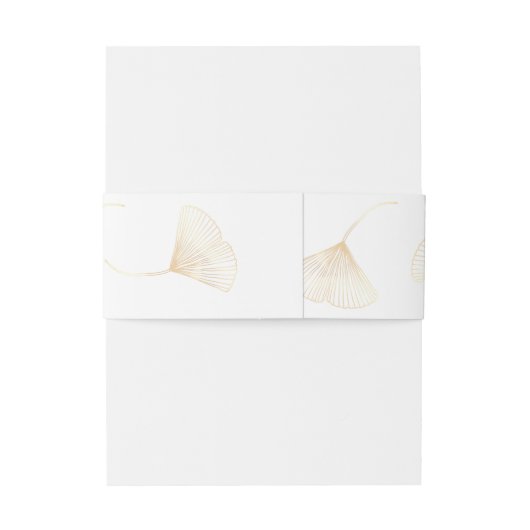 Falling Gold Ginkgo Leaves Weddenschap Belly Band Uitnodigingen Wikkel (Achterkant Voorbeeld)