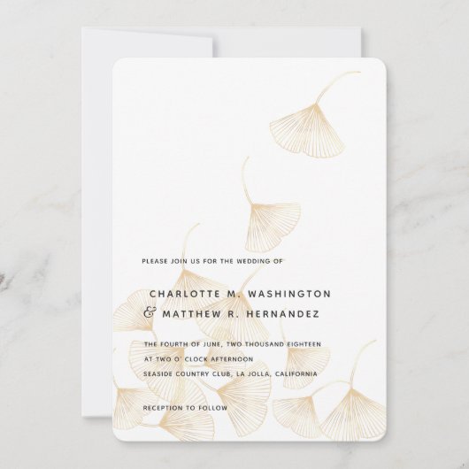 Falling Gold Ginkgo Leaves Weddenschap Kaart (Voorkant)