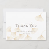 Falling Gold Ginkgo Leaves Wedding Bedankkaart (Voorkant)