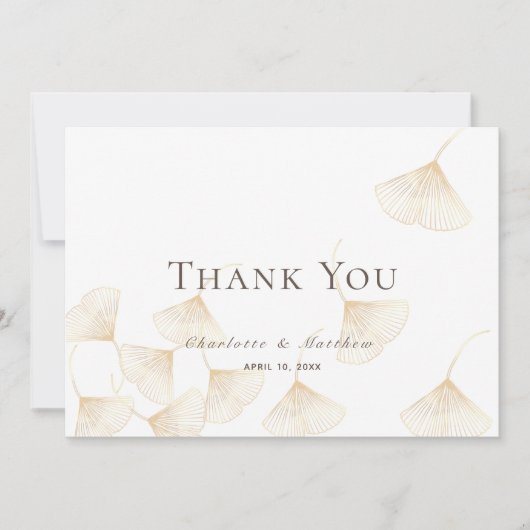 Falling Gold Ginkgo Leaves Wedding Bedankkaart (Voorkant)