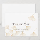 Falling Gold Ginkgo Leaves Wedding Bedankkaart (Voorkant / Achterkant)