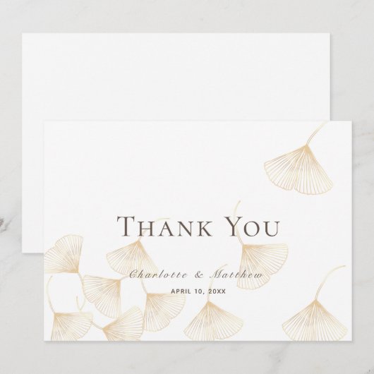 Falling Gold Ginkgo Leaves Wedding Bedankkaart (Voorkant / Achterkant)