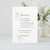 Falling Gold Ginkgo Leaves Wedding Details Kaart (Staand voorkant)