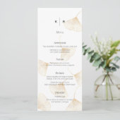 Falling Gold Ginkgo Leaves Wedding Menu Kaart (Staand voorkant)