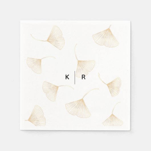 Falling Gold Ginkgo Leaves Wedding Napkins Servet (Voorkant)