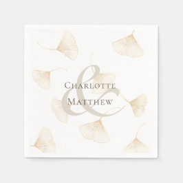 Falling Gold Ginkgo Leaves Wedding Napkins Servet