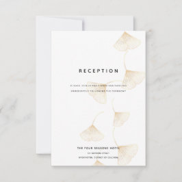 Falling Gold Ginkgo Leaves Wedding Reception Kaart