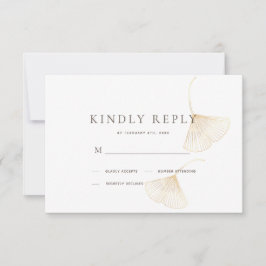 Falling Gold Ginkgo Leaves Wedding RSVP Kaart