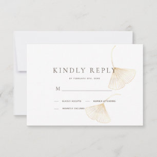 Falling Gold Ginkgo Leaves Wedding RSVP Kaart