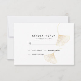 Falling Gold Ginkgo Leaves Wedding RSVP Kaart