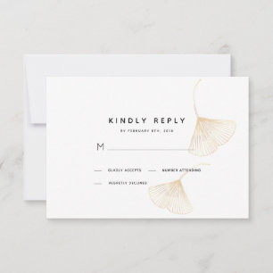 Falling Gold Ginkgo Leaves Wedding RSVP Kaart