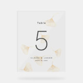 Falling Gold Ginkgo Leaves Wedstrijd Table Number Acryl Bord (Voorkant)