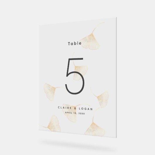 Falling Gold Ginkgo Leaves Wedstrijd Table Number Acryl Bord (Hoek)