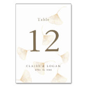Falling Gold Ginkgo Leaves Wedstrijd Table Number Kaart (Achterkant)