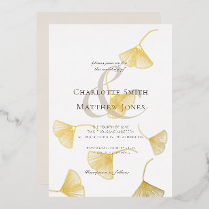 Falling Gold Ginkgo leest legant Wedding Folie Uitnodiging