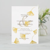 Falling Gold Ginkgo leest legant Wedding Folie Uitnodiging (Staand Voorkant)