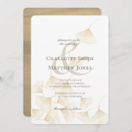 Falling Gold Ginkgo leest legant Wedding Kaart