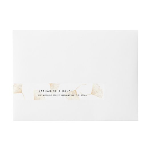 Falling Gold Ginkgo leest Wraparound Label Adreslabel Wikkel (Voorkant)