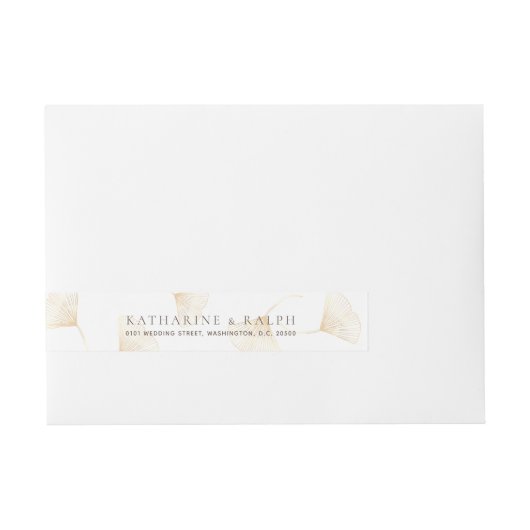 Falling Gold Ginkgo leest Wraparound Label Adreslabel Wikkel (Voorkant)
