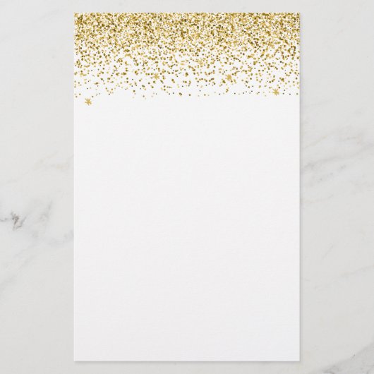 Falling Gold Glitter Confetti Briefpapier (Voorkant)