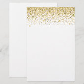 Falling Gold Glitter Confetti Briefpapier (Voorkant / Achterkant)