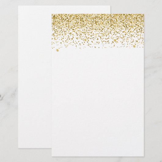 Falling Gold Glitter Confetti Briefpapier (Voorkant / Achterkant)