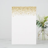Falling Gold Glitter Confetti Briefpapier (Staand voorkant)