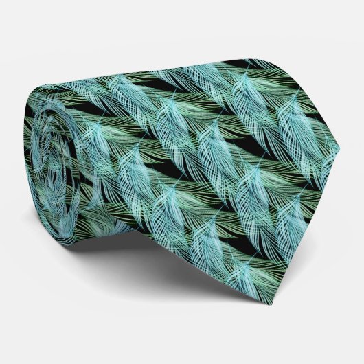 Falling Green Feathers Abstract Stropdas (Opgerold)