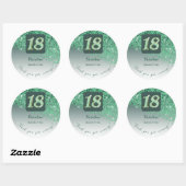 Falling Green Glitter, 18e verjaardag Bedankt Ronde Sticker (Vel)