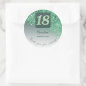 Falling Green Glitter, 18e verjaardag Bedankt Ronde Sticker (Tas)