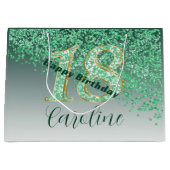 Falling Green Glitter 18e verjaardag Groot Cadeauzakje (Voorkant)