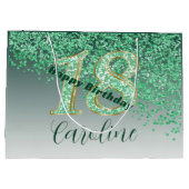 Falling Green Glitter 18e verjaardag Groot Cadeauzakje (Achterkant)