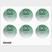 Falling Green Glitter, 30e verjaardag Bedankt Ronde Sticker (Vel)