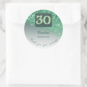 Falling Green Glitter, 30e verjaardag Bedankt Ronde Sticker (Tas)
