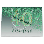 Falling Green Glitter 40e verjaardag Groot Cadeauzakje (Voorkant)