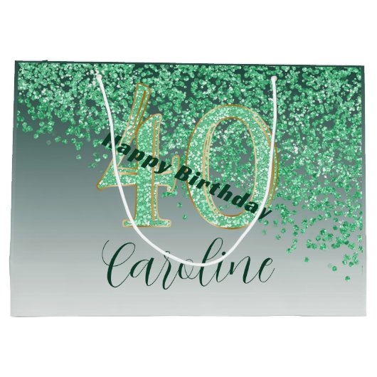  Falling Green Glitter 40e verjaardag Groot Cadeauzakje (Achterkant)