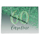  Falling Green Glitter 60e verjaardag Groot Cadeauzakje (Voorkant)