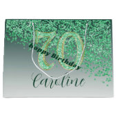  Falling Green Glitter 70e verjaardag Groot Cadeauzakje (Voorkant)