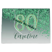  Falling Green Glitter 80e verjaardag Groot Cadeauzakje (Voorkant)