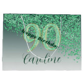  Falling Green Glitter 90e verjaardag Groot Cadeauzakje (Achterkant)