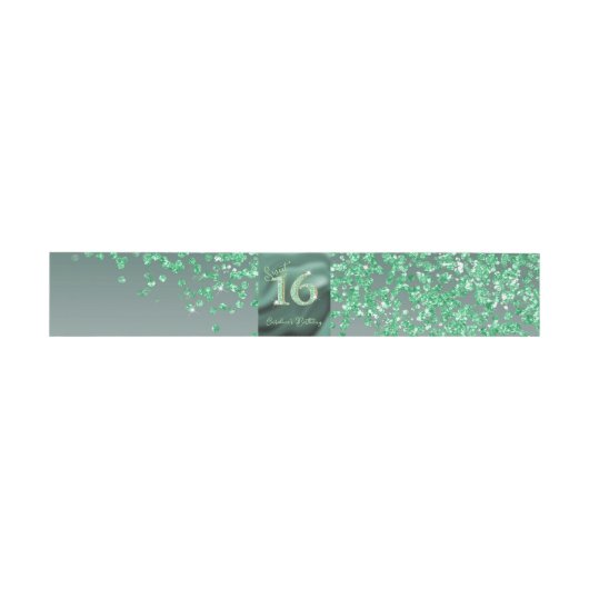 Falling Green Glitter Sweet 16, Groene Folie Uitnodigingen Wikkel (Vlak)